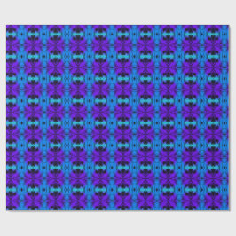 Papel De Presente Padrão Fractal de Caleidoscópio Roxo e Azul