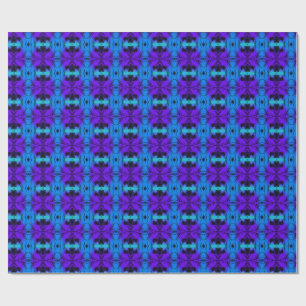 Papel De Presente Padrão Fractal de Caleidoscópio Roxo e Azul