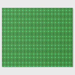 Papel De Presente Padrão Fractal de Caleidoscópio Verde e Preto