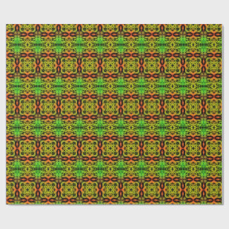 Papel De Presente Padrão Fractal de Kaleidoscópio Verde e Preto