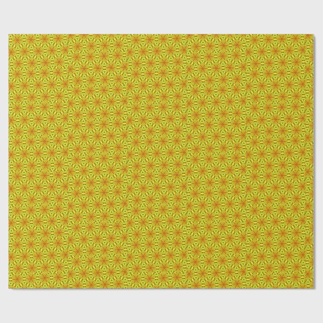 Papel De Presente Padrão Fractal do Caleidoscópio Dourado (Aberto)