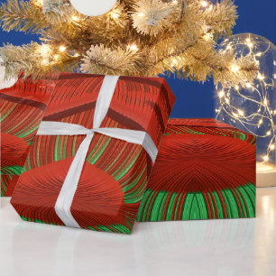 Papel De Presente ~ Padrão Fractal Vermelho Verde ~ Natal ~