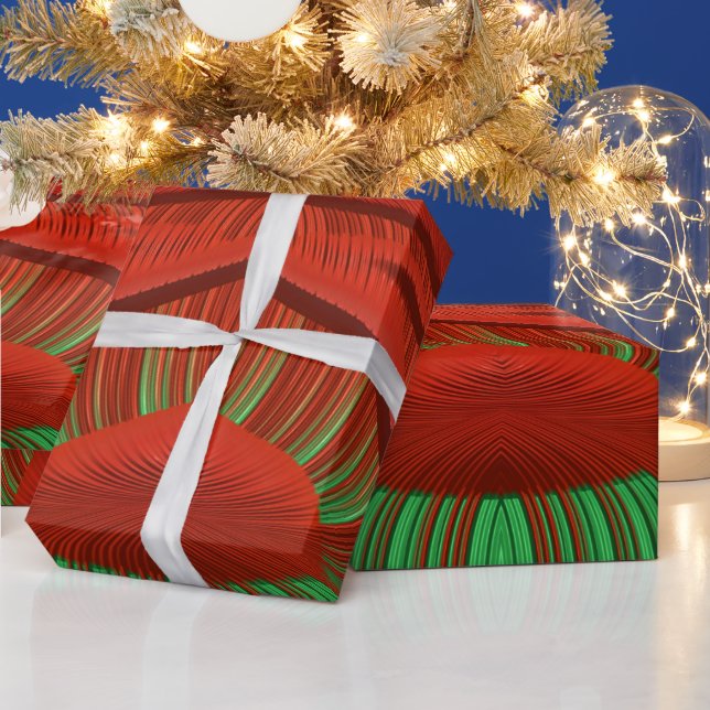 Papel De Presente ~ Padrão Fractal Vermelho Verde ~ Natal ~ (Feriados)