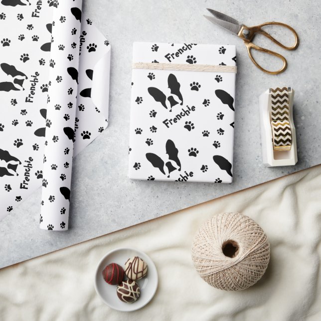 Papel De Presente Padrão francês do buldogue (Artesanato)