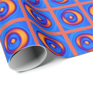 Papel De Presente Padrão Funky Cheerful Orange e Blue Dot