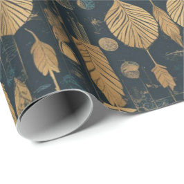 Papel De Presente Padrão futurista com folhas