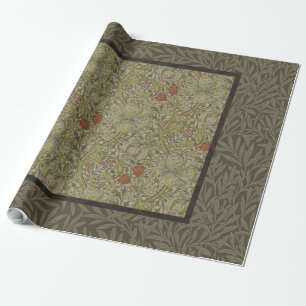 Papel De Presente Padrão Galho de Salgueiro e Lírio Dourado de Willi