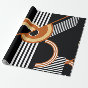 Papel De Presente Padrão geométrico abstrato a preto. Vintage Illu