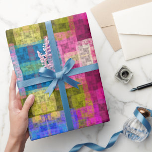 Papel De Presente padrão geométrico abstrato, azul, rosa, moderno