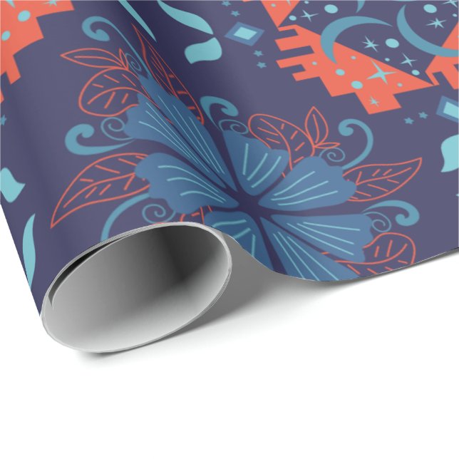 Papel De Presente Padrão geométrico abstrato com vermelho alternado  (Ponta do rolo)