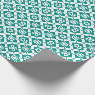 Papel De Presente Padrão Geométrico Abstrato em Branco e Verde