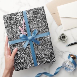 Papel De Presente Padrão geométrico abstrato moderno preto e branco