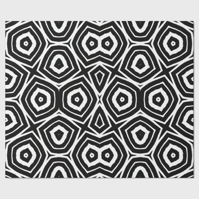 Papel De Presente Padrão Geométrico Abstrato Preto e Branco (Barra)