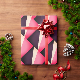 Papel De Presente Padrão geométrico abstrato rosa e preto