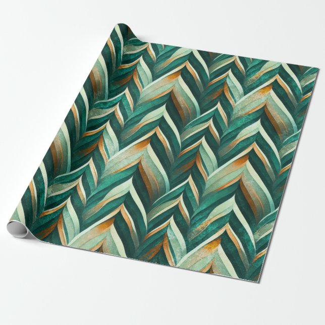Papel De Presente Padrão Geométrico Abstrato Verde Oliva da Natureza (Desenrolado)