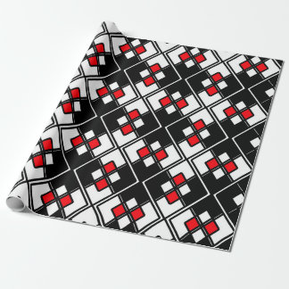 Papel De Presente Padrão geométrico Abstrato - vermelho, preto e bra