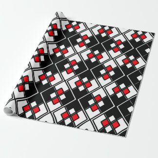 Papel De Presente Padrão geométrico Abstrato - vermelho, preto e bra