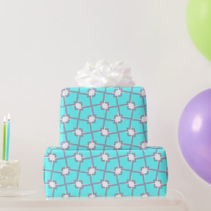 Papel De Presente Padrão Geométrico Azul Claro e Branco