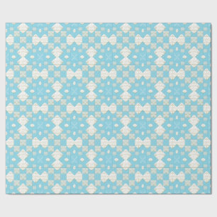 Papel De Presente Padrão Geométrico Azul e Branco