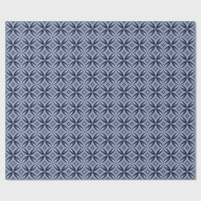 Papel De Presente Padrão Geométrico Azul Estilo Retrô (Aberto)