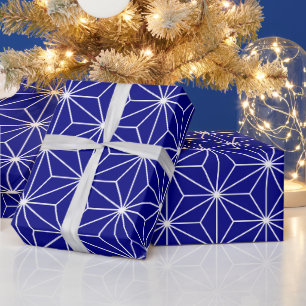 Papel De Presente Padrão Geométrico Azul Marinho