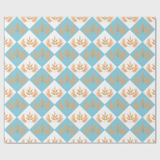 Papel De Presente Padrão Geométrico Botânico Retrô | Floral Laranja