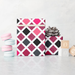 Papel De Presente Padrão Geométrico Brilhante Rosa Feminino