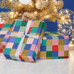 Papel De Presente Padrão Geométrico Colorido do Feriado de inverno V