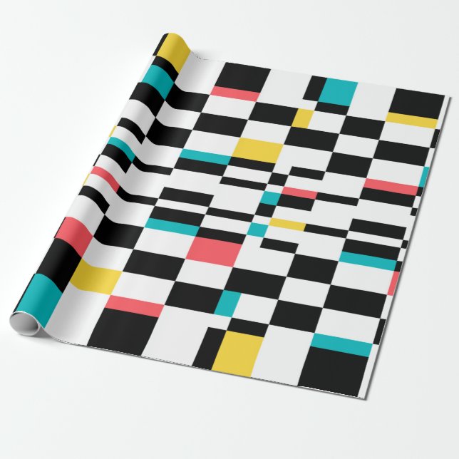 Papel De Presente Padrão geométrico colorido, urbano, moderno, de te (Desenrolado)