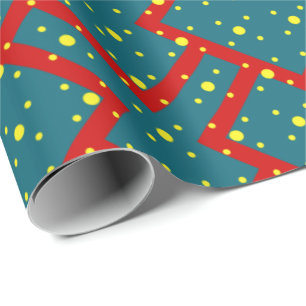 Papel De Presente Padrão geométrico com corações azuis delineados em