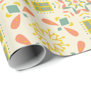 Papel De Presente Padrão geométrico contínuo com amarelo, rosa