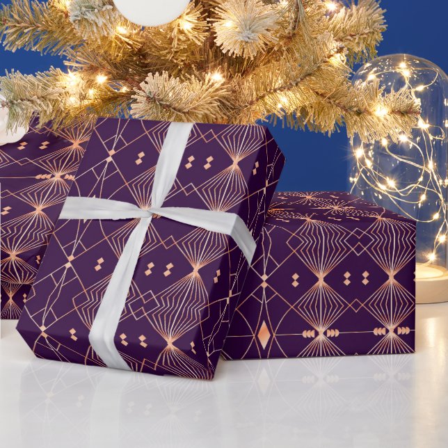 Papel De Presente Padrão geométrico contínuo com linhas de pêssego  (Feriados)