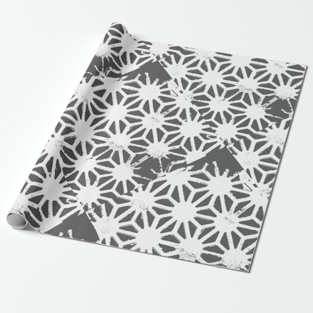 Papel De Presente Padrão geométrico das cinzas de carvão (Desenrolado)