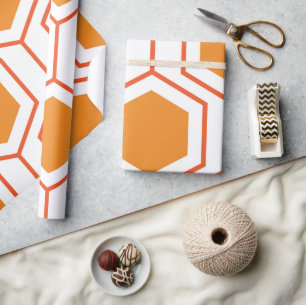 Papel De Presente Padrão geométrico de abstrato hexágono em laranja 