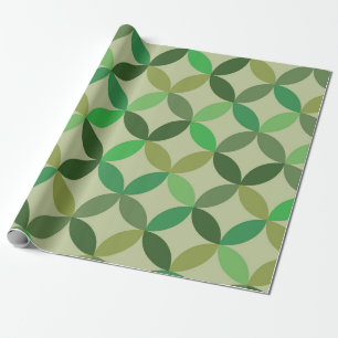 Papel De Presente Padrão Geométrico de Círculos Verdes Modernos de M