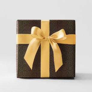 Papel De Presente Padrão Geométrico de Deco   Dourado negro