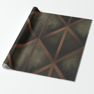Papel De Presente Padrão Geométrico De Elegância Laranja E Verde