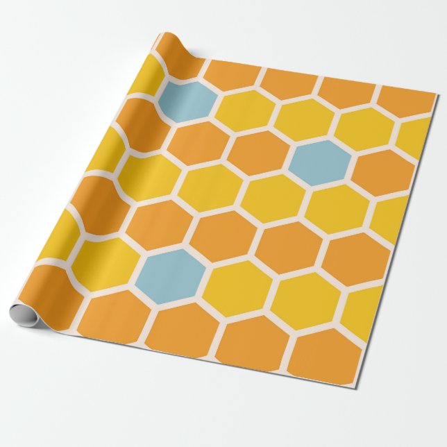 Papel De Presente Padrão Geométrico de Honeycomb (Desenrolado)