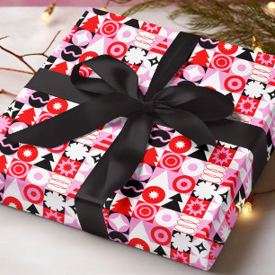 Papel De Presente Padrão Geométrico de Natal Moderno e Tendência Ver