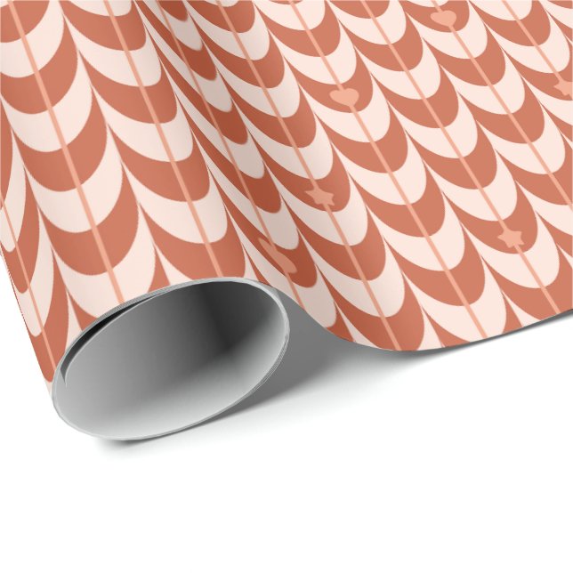 Papel De Presente Padrão Geométrico de Vieira Retrô (Ponta do rolo)
