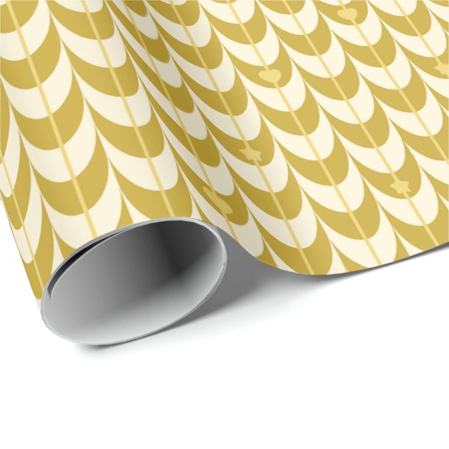 Papel De Presente Padrão Geométrico de Vieira Retrô (Ponta do rolo)