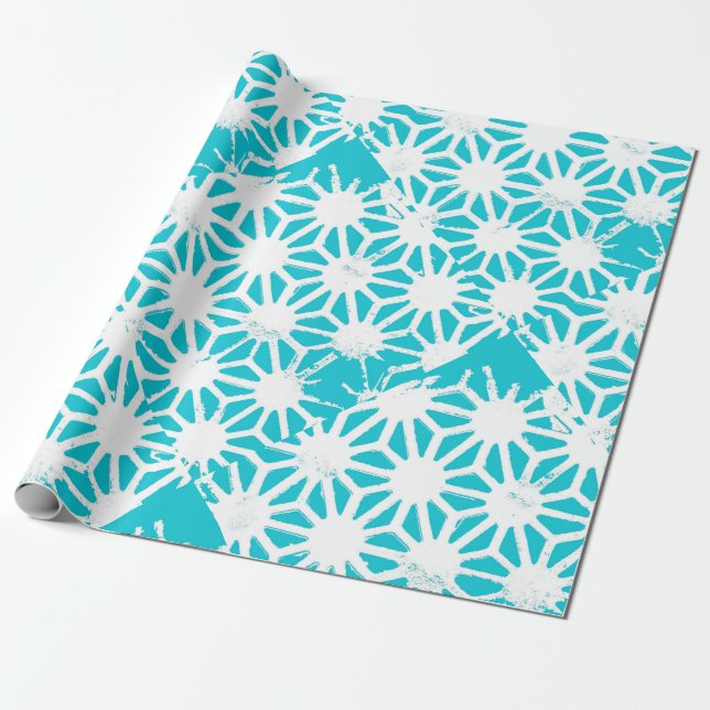 Papel De Presente Padrão geométrico do Aqua (Desenrolado)