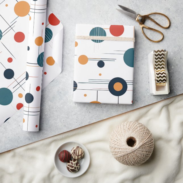 Papel De Presente Padrão Geométrico do meio século (Artesanato)