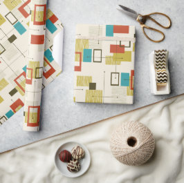 Papel De Presente Padrão geométrico do século Médio colorido