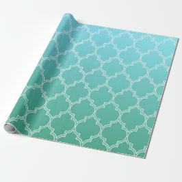 Papel De Presente Padrão Geométrico do Teal e do Abstrato Branco