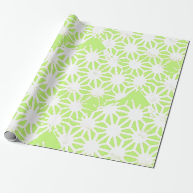 Papel De Presente padrão geométrico do verde limão (Desenrolado)