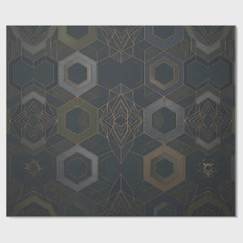 Papel De Presente Padrão Geométrico Dourado 2025