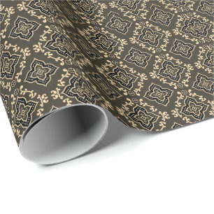 Papel De Presente Padrão Geométrico Dourado e Marrom / Impressão Ind