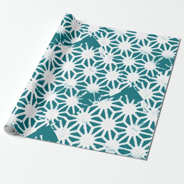 Papel De Presente Padrão geométrico em teares e brancos (Desenrolado)
