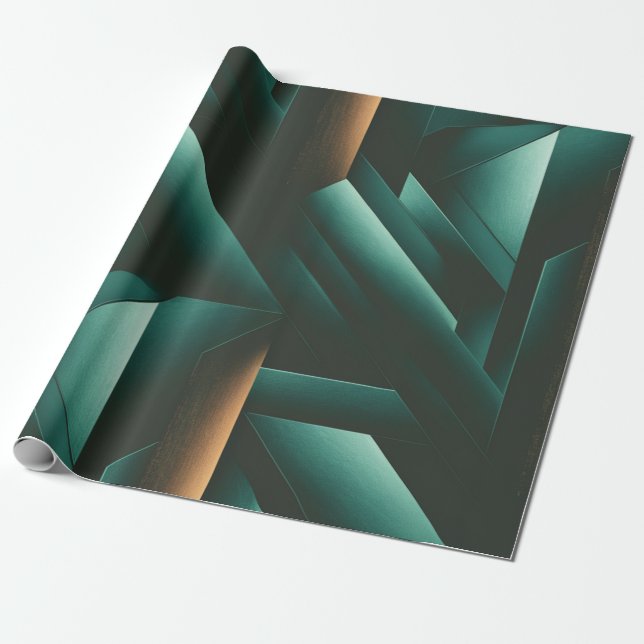 Papel De Presente Padrão Geométrico Escuro Elegance (Desenrolado)